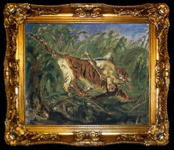 framed  Max Slevogt tiger in the jungle, ta009-2